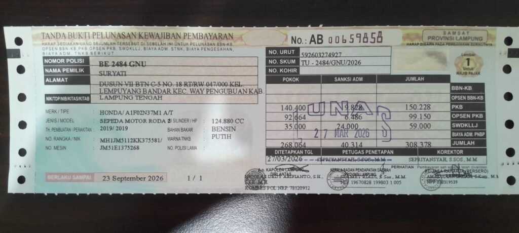 Jasa STNK Lampung Timur